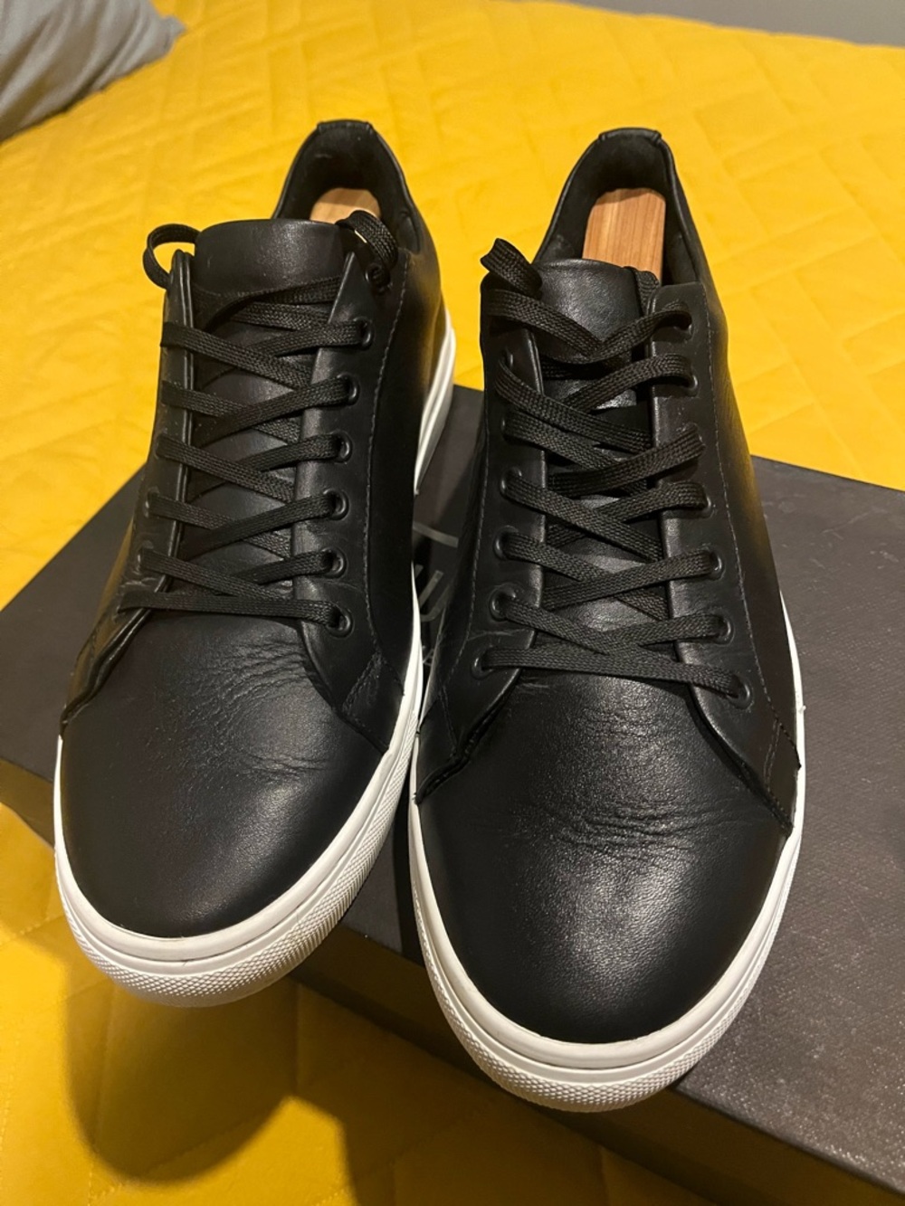 Thursday Men's Black Leather Low-Top Sneakers, Size 9.5